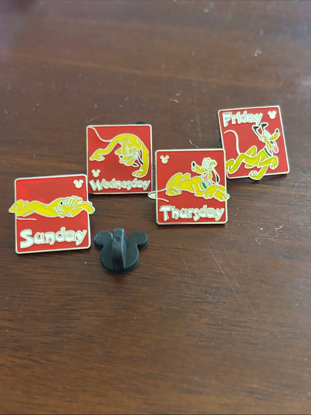 Disney Pluto Weekly Enamel Pin Set - Red and Yellow